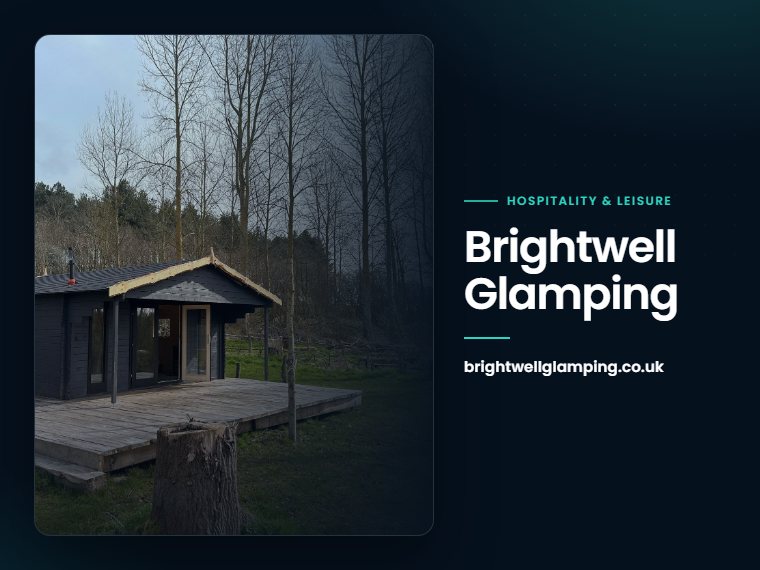 Brightwell Glamping website: hospitality and leisure